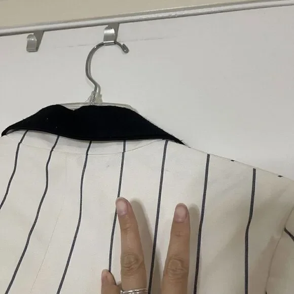 NWOT Jonathan Simkhai ivory white pinstripe blazer tuxedo jacket size US 6 - Picture 9 of 9